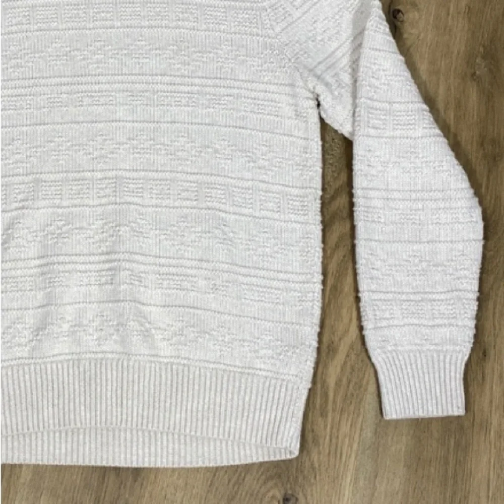 J. Crew sweater combination guernsey stitch Textured Cream fisherman Sweater L